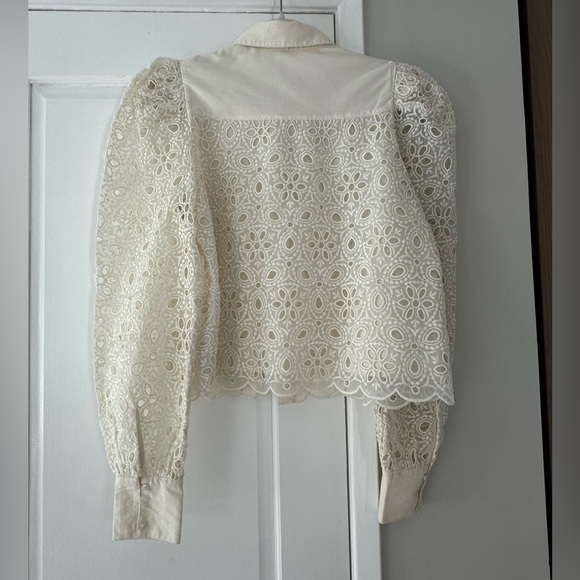 Express Cream Eyelet Collared Blouse - Picture 7 of 9
